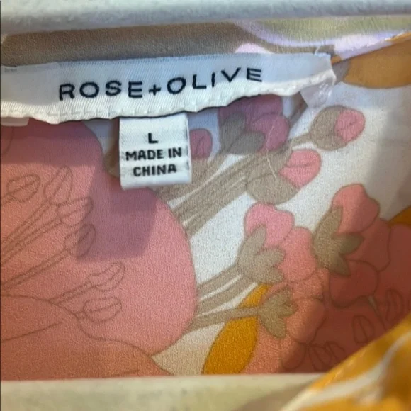 Rose & Olive Pink and Yellow Casual Button Down Shirt - Picture 2 of 4